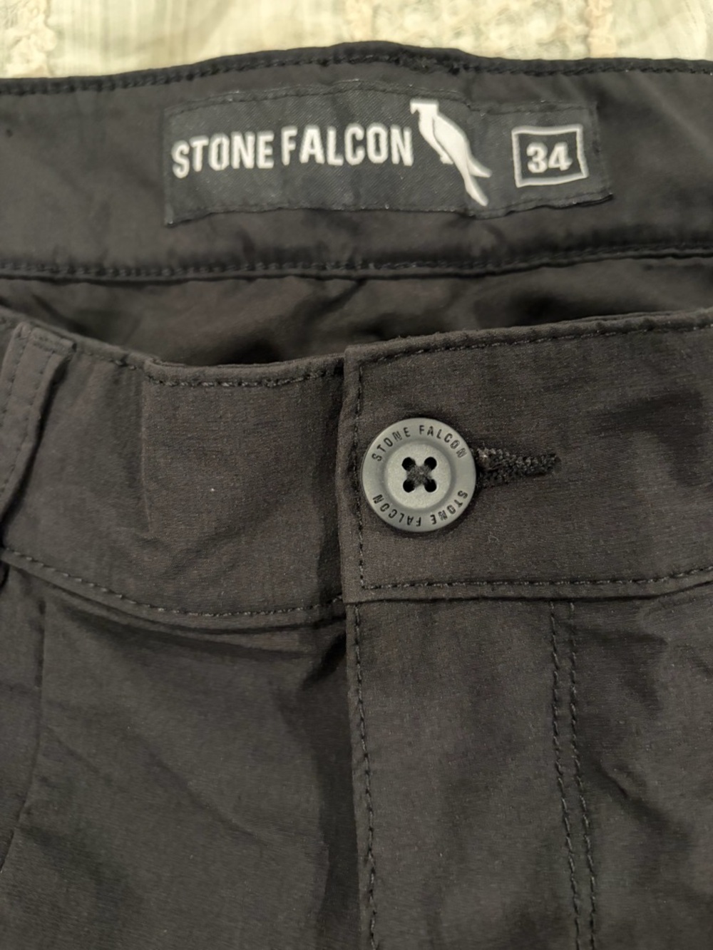 Stone Falcon Joggers Mens 34 Black Nylon Spandex Hiking Athleisure Streetwear - Picture 3 of 6